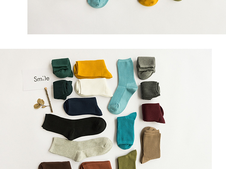 Bốn mùa xuân và mùa thu cotton sọc ngắn vớ nữ vớ màu rắn Joker Nhật Bản vớ màu nữ Hàn Quốc - Vớ bông vớ lười