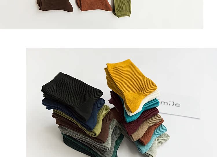 Bốn mùa xuân và mùa thu cotton sọc ngắn vớ nữ vớ màu rắn Joker Nhật Bản vớ màu nữ Hàn Quốc - Vớ bông vớ lười