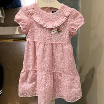 Teenie Weenie小熊童装20夏新款女童装刺绣镂空欧根纱短袖连衣裙