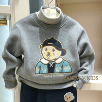 Teenie Weenie bear childrens clothing 21 spring and autumn new boys clothing wind cotton turtleneck sweater plus velvet thickening