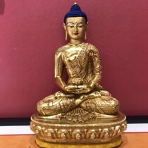Tibet seven-inch 23cm Amitabha brass Buddha statue home offering new version recommended hand-painted gold face