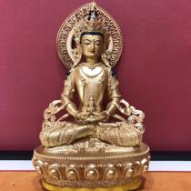 Tibet seven-inch 23cm longevity Buddha brass Buddha statue home offering new version recommended hand-painted gold face