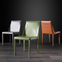 Minimalist light luxury Nordic saddle leather chair Dining chair Household Italian modern simple restaurant backrest Designer dining table chair