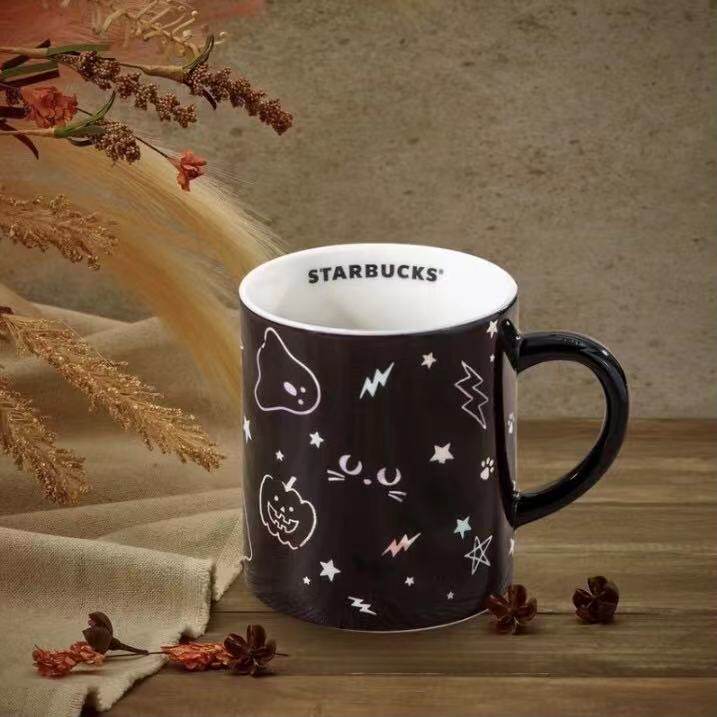 товар из китая 星巴克2021万圣节新品小恶魔黑猫蘑菇南瓜小碗热变马克杯保温杯子 Starbucks
