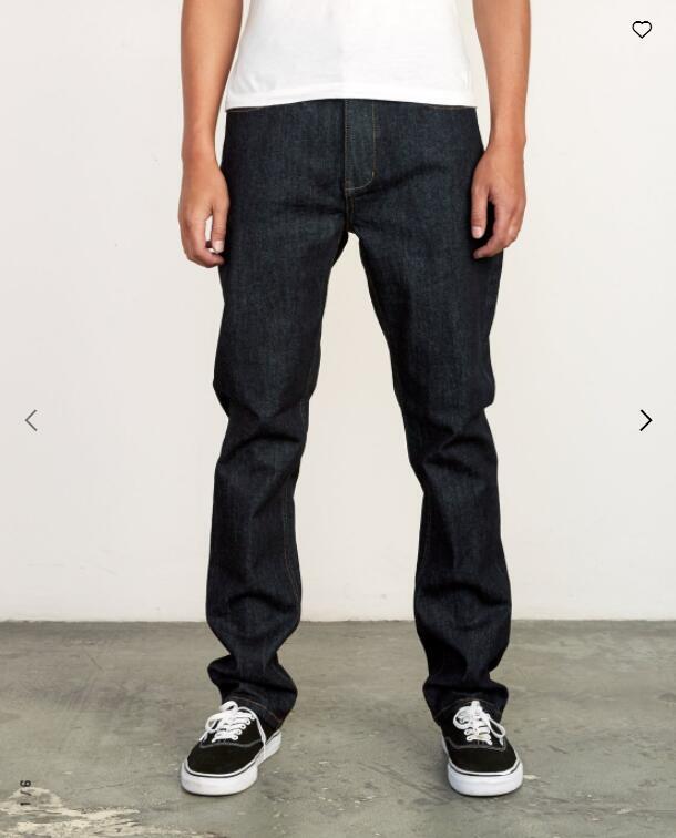Rvca Daggers Slim-Straight Jeans Classic Stretch Black Dark Blue Skateboard Trendy Youthful