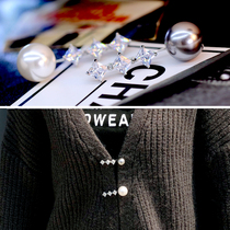 Fashion star zircon coat sweater pin fixed jacket Anti-light decorative accessories High-grade brooch womens jewelry