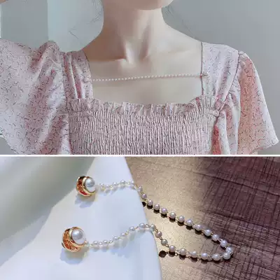 Large neckline shoulder slip chain V-neck shirt anti-light collar pin dark buckle rice beads small brooch baby bag pants pin