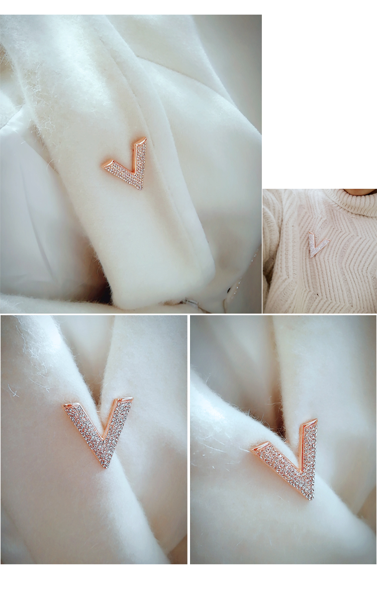Phong cách đơn giản thời trang chữ rhinestone cardigan pin pin chống nút áo len nhẹ khăn quàng cổ khóa phù hợp với trâm cài trang trí trâm cài áo hàn quốc