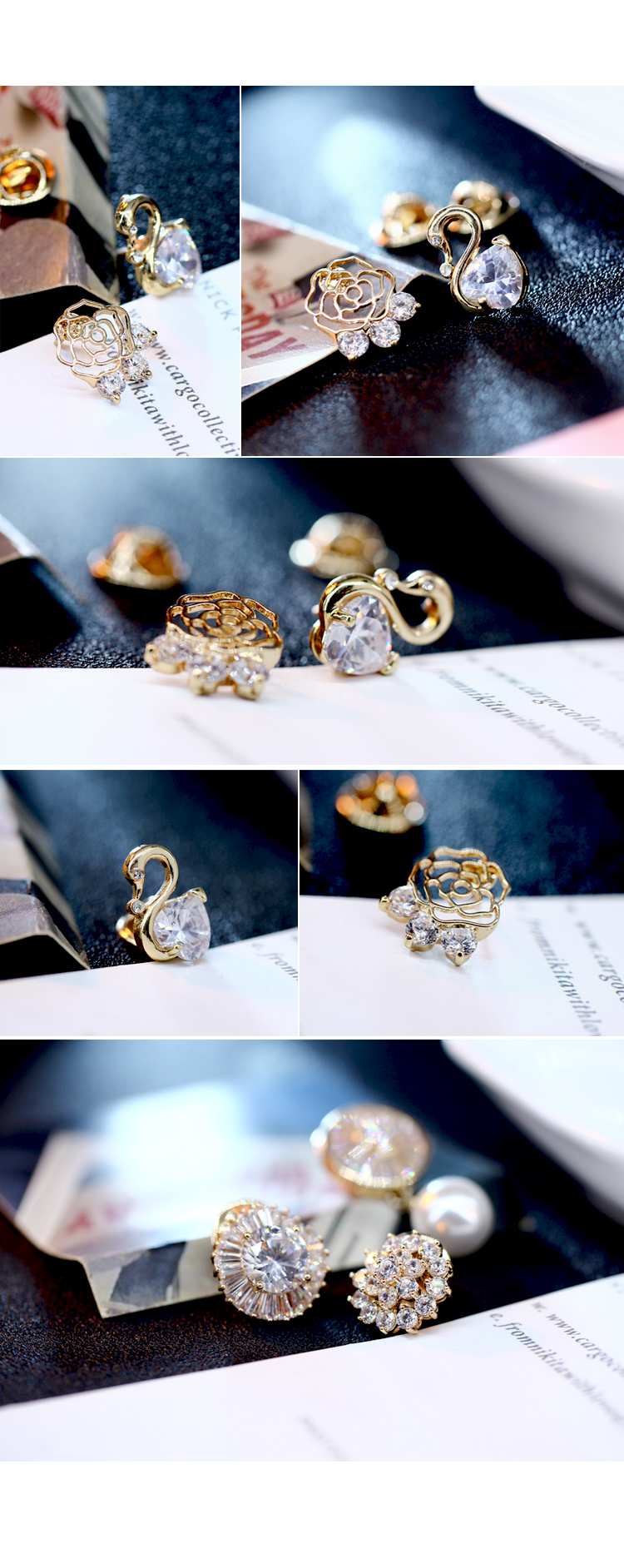 Openwork đơn giản Zircon Rose Butterfly Buckle Cổ áo len Swan Nút nhỏ Trâm tròn Mặt dây chuyền Pin ghim cài áo vest