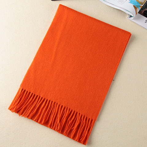 Solid Color Orange Wool Scarf for Men and Women, Winter Orange, Tangerine, and Red Cashmere Neck Warmer, Korean Style, Warm and Thick, Long