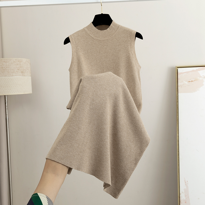 Half-Turtleneck Knitted Dress for Women 2026 Autumn and Winter New Mid-Length Sleeveless Vest Sweater Dress with Inner Lining