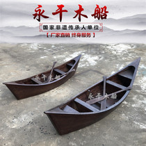 Wooden boat outdoor landscape decoration flower boat European pointed sailing boat wedding photography props boat hand rowing cruise boat dining boat
