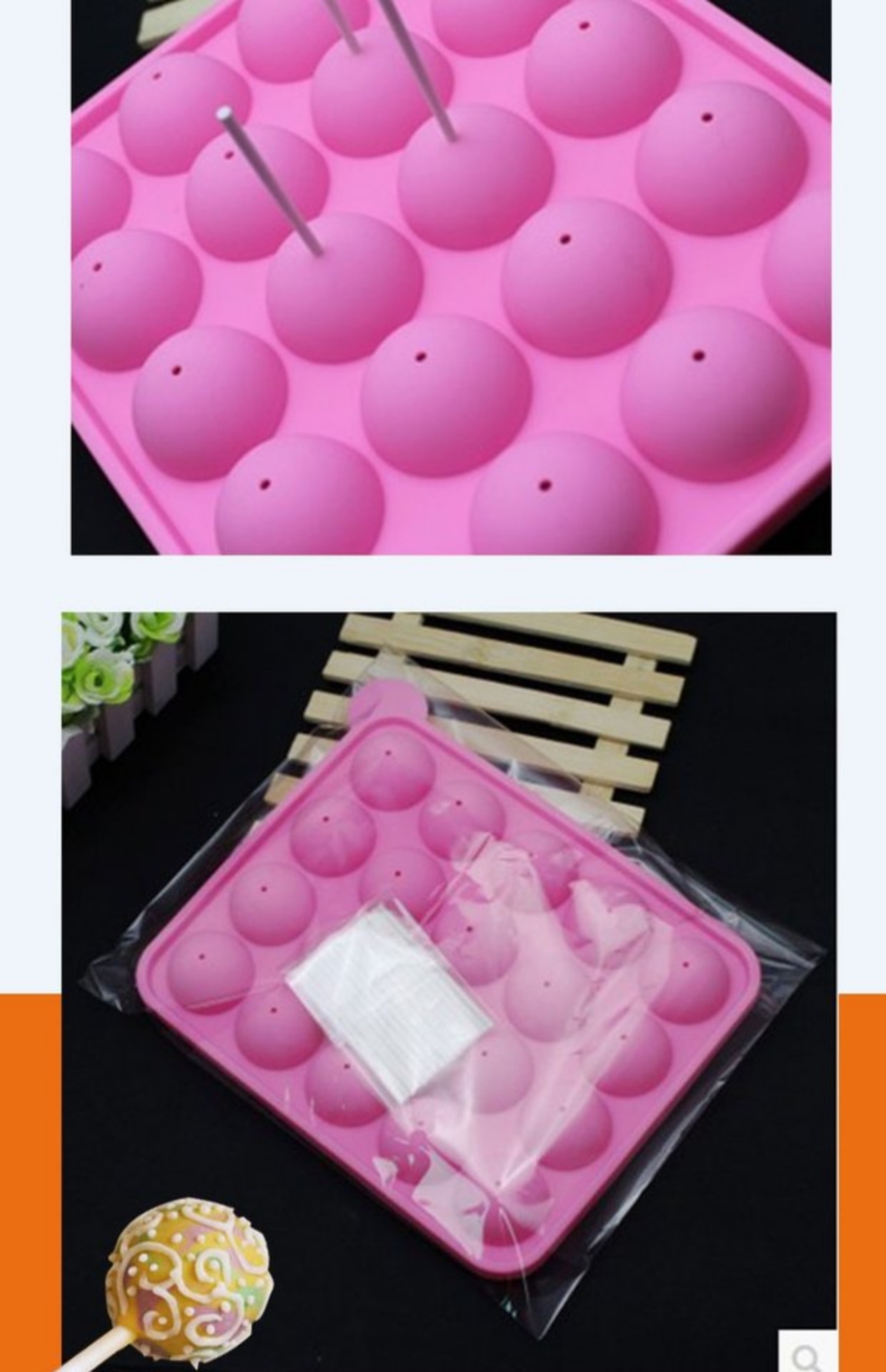 Silicone Twenty Lollipop Khuôn Tự làm Khuôn 20 Lỗ Sôcôla Khuôn 20 thanh nhựa miễn phí khuôn oval