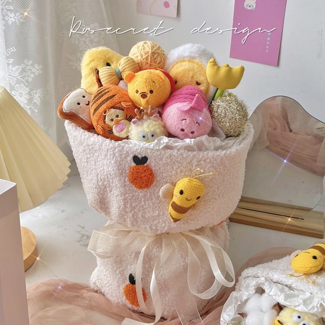 ຊໍ່ດອກໄມ້ Winnie the Pooh Doll Poof Poof Tigger Doll Creative Birthday Gift 520 Chinese Valentine's Day