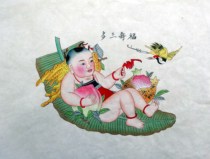 Tianjin Yangliuqing Painting Longevity and Longevity Dolls Hand-painted Hearts Folk Art Boutique Special Gifts