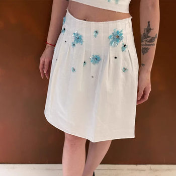 Floral One [Shanghai High Version] 26Ss Retro Versatile Exquisite Low-Waist Pleated Skirt for Women Shushuto