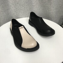 2021 new women shoes European and American fashion foreign trade breaking code Inn wind big head leather head leather shoes with flat bottom single shoe tide