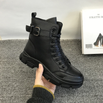 Withdrawal Cabinet Genuine Leather Short Boots 2021 Winter Plus Suede New 100 Hitch Thick Bottom Side Zip Fashion Martin Boots Woman