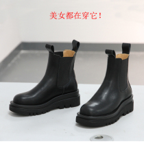 Brand Withdrawal of Withdrawal Codes Genuine Leather Girls Boots 2021 New Chelsea Short Single Boots Martin Boots Thick Bottom Plus Suede Hookah Shoes