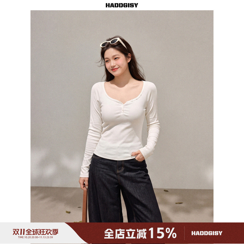Zeng Xiaoxian Plus-Size Women's Korean-Style White Top, Slightly Chubby Mm, Brushed Long-Sleeve T-Shirt, Can Be Worn as an Inner Layer or Outerwear, Knitwear