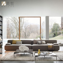 high end cotton linen Nordic cloth art sofa small family type living room Italian minimalist corner module combined tofu block straight row