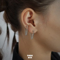 DDarkbox through body s925 silver rear hanging simple chain sub-ear stud earrings male and female brief retro street harbor wind