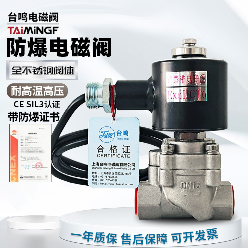 Stainless Steel High-Pressure Explosion-Proof Solenoid Control Valve Normally Open Normally Closed Gas Water Steam Oil Valve Ct6/24V220V