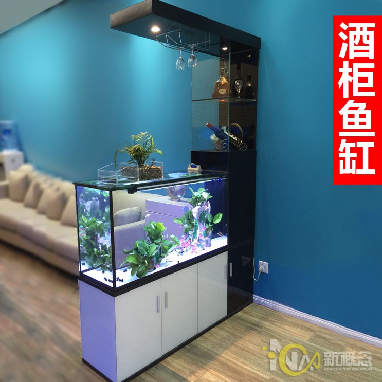 New concept wine cabinet fish tank aquarium ecological filter partition porch shoe cabinet creative bar Pingxiang door installation