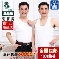 Hoa cúc thương hiệu áo sơ mi cotton trung niên cotton mùa hè nam lỏng cotton trắng vest tròn cổ tay áo ngắn bố áo ngực cúp ngang