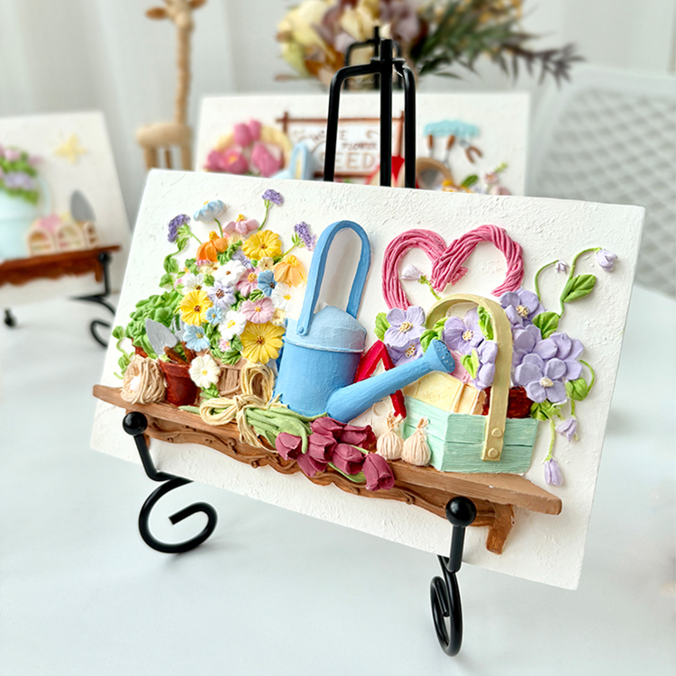 Handmade DIY Floral Decorative Plaster Ornaments, Painted and Colored, Handmade Relief Painting Material Kit, School Company Team Building Handmade DIY Floral Decorative Plaster Ornaments, Painted and Colored, Handmade Relief Painting Material Kit, School Company Team Building