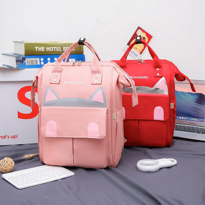 2022 New Large Capacity Cat Mitten Mother & Baby Bag Outdoor Casual Double Shoulder Bag Multifunction Light Mommy Bag Tide