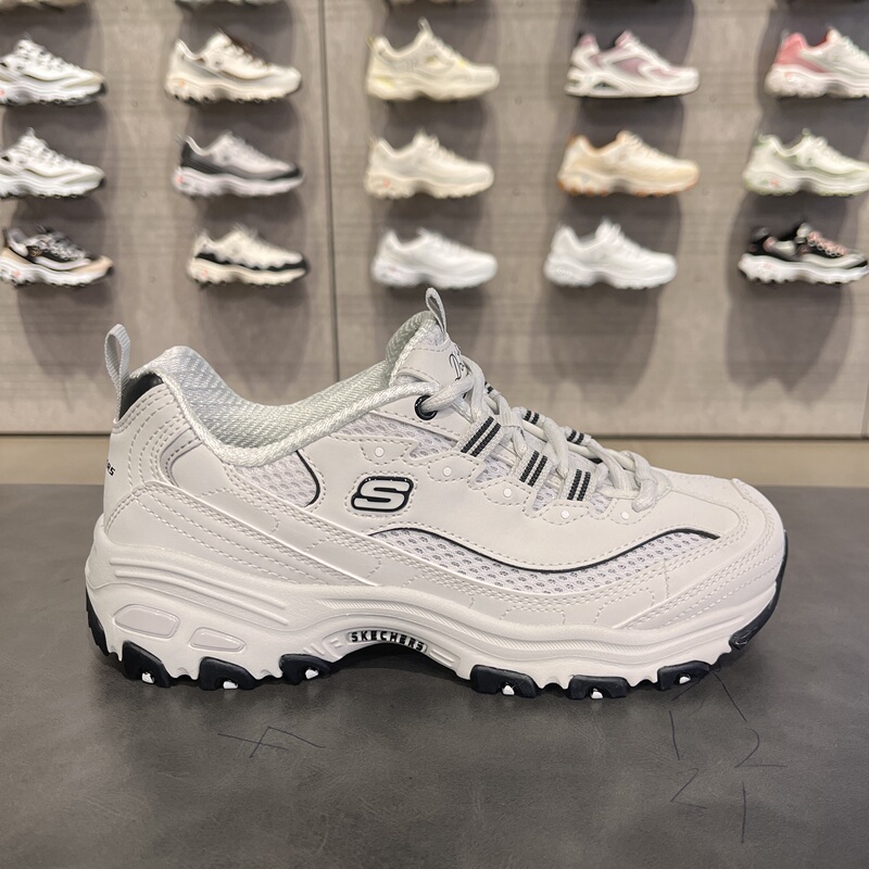 Authentic Skechers New Women's Shoes Mesh Breathable Casual Retro Milk Tea White Panda Shoes 896193