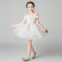 Little Girl Princess Dresses Dresses Foreign Air One Shoulder Children Gown White Wedding Dress Girl Wedding Flower Boy Show