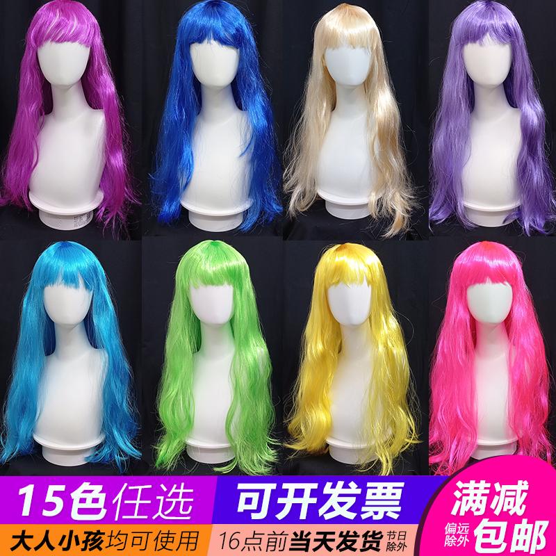 Universal Wig Full Head Set for Women, Long Straight Hair Wig, Fashionable Golden Pastel Color, Performance Funny Long Hair Wig Universal Wig Full Head Set for Women, Long Straight Hair Wig, Fashionable Golden Pastel Color, Performance Funny Long Hair Wig