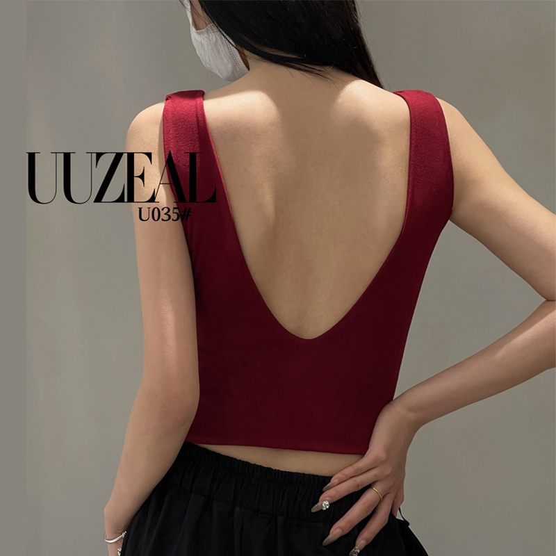 Ankora Red Hot Girl Sexy Backless Camisole with Chest Pads for Women 2025 Korean Style Inner Wear Beautiful Back Top