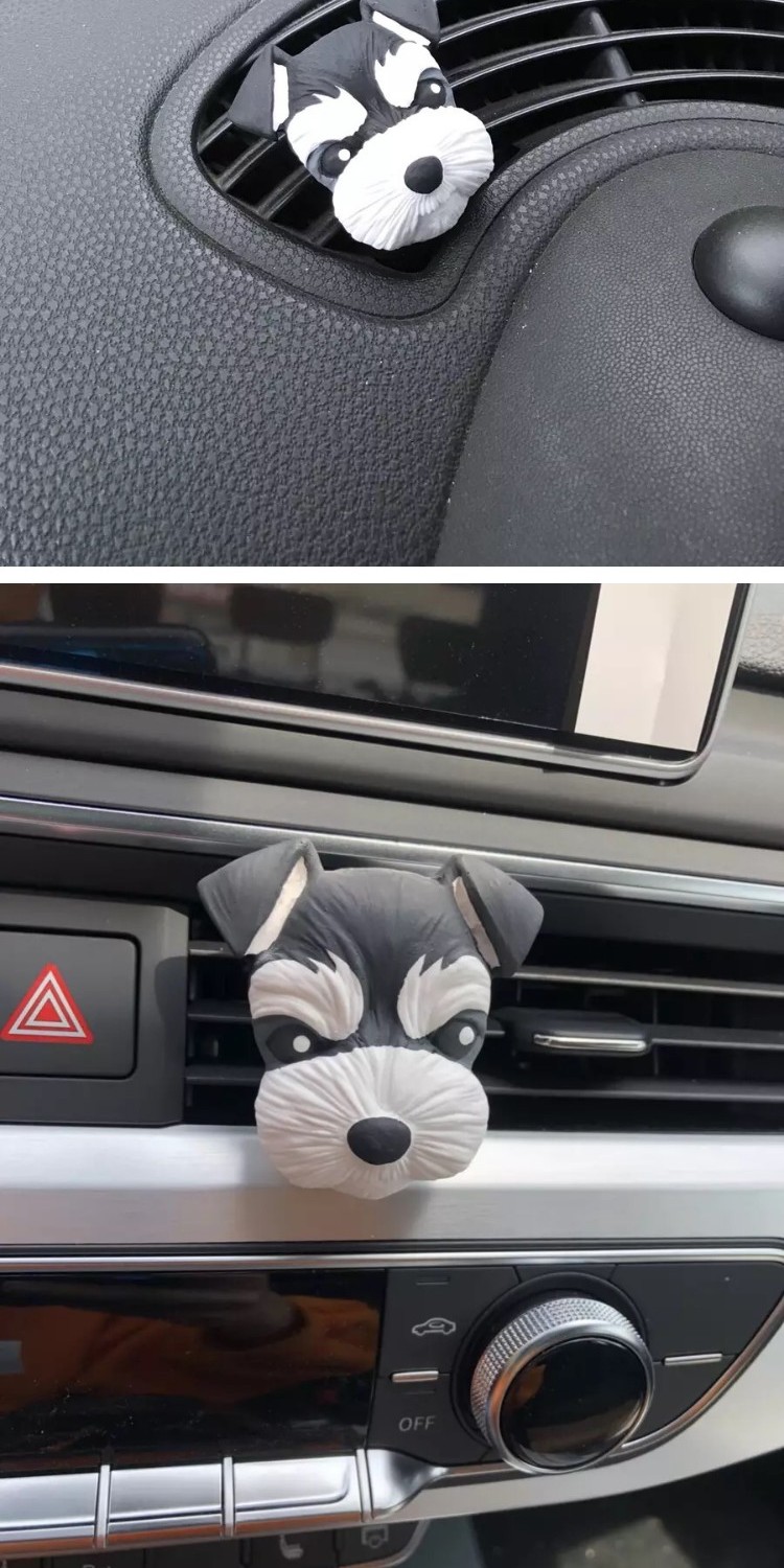 Quý ông Schnauzer chó đầu silicone khuôn silicone hướng dẫn sử dụng hương liệu thạch cao lây lan đá xe không khí clip clip trang trí khuôn silicon