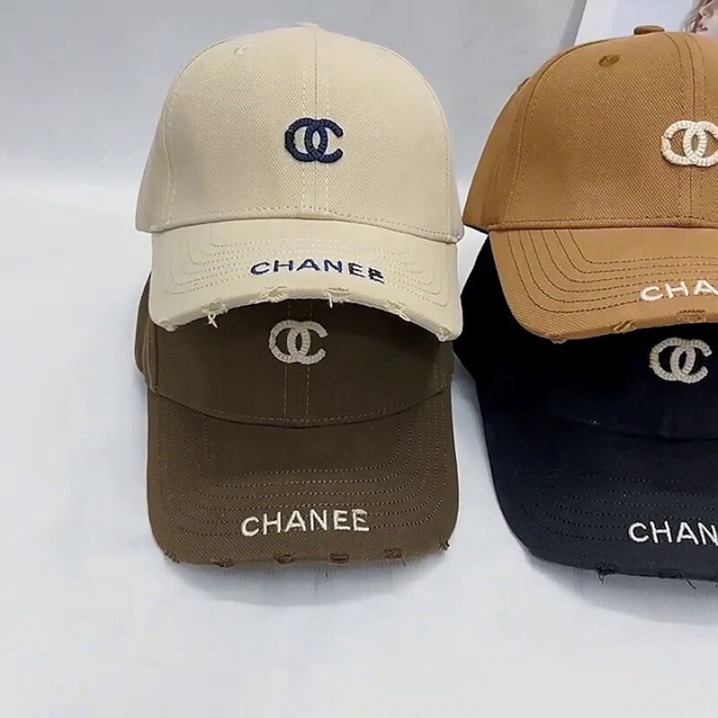 Trendy Embroidered Letter Oc Distressed Edge Baseball Cap Vintage Hard-Brimmed Face-Slimming Duckbill Cap for Men and Women