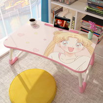 Bed desk Student lazy desk Dormitory bedroom bed simple cartoon small table Bedroom sitting floor can be folded