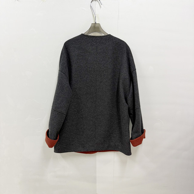 [Same Style in Shopping Malls] Qbqw002A New Women's 2026 Spring Fashion Loose-Fitting Elegant Round-Neck Wool Coat Trendy