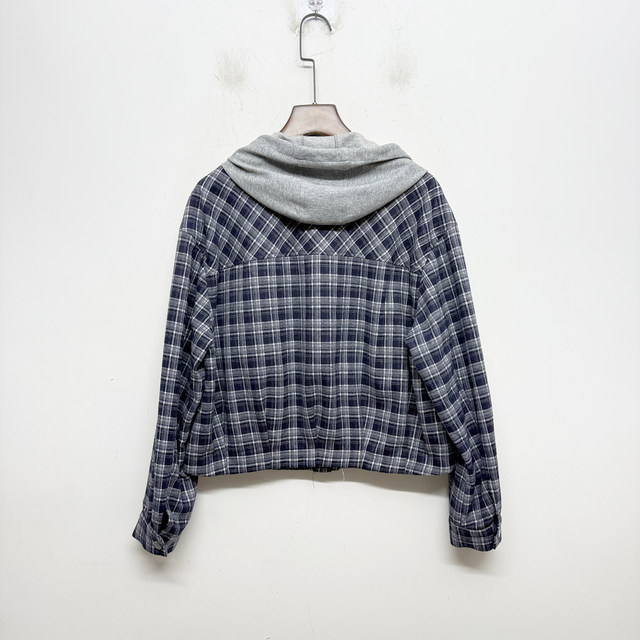 [Same Style in Shopping Malls] Sz26W3209 New Women's 2026 Spring Fashion Loose-Fitting Elegant Plaid Hooded Jacket