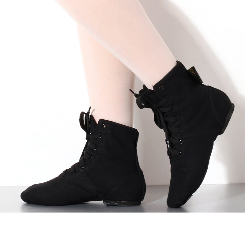 Red Dancing Shoes High Help Canvas Jazz Dance Shoes Soft Bottom Dance Boots Men and women National Dance Skill Shoes Modern Dance Shoes 