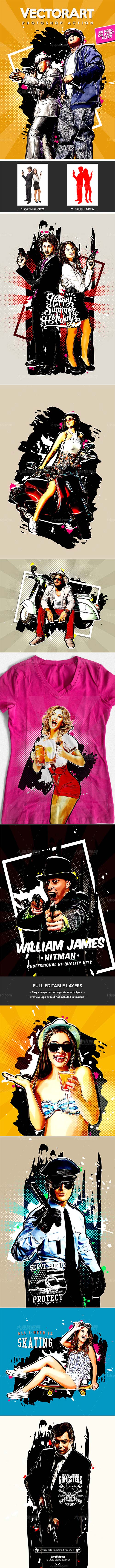 极品PS动作－矢量艺术(含高清视频教程)：VectorArt - Photoshop Action