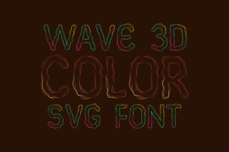 不错的3D波纹SVG英文字体：Wave 3D Color SVG Font