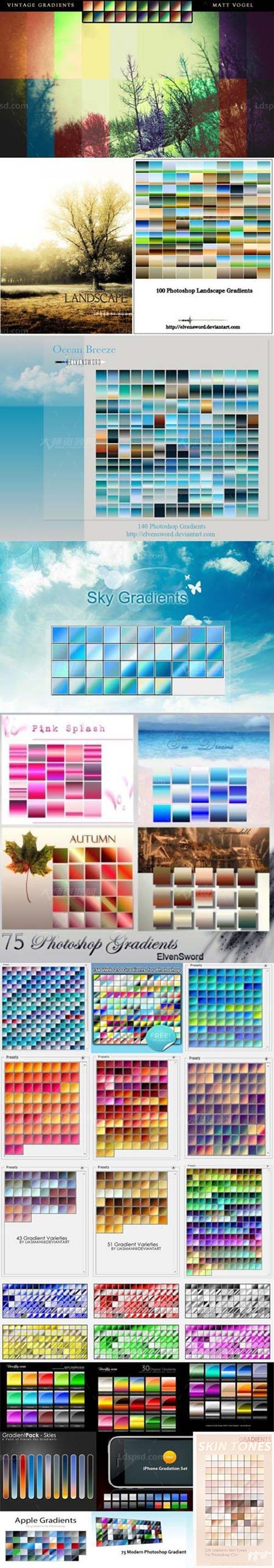 5000+ Photoshop Gradients for Designers,极品PS渐变－5000多款渐变大合集(包括皮肤/天空/自然/海洋等)