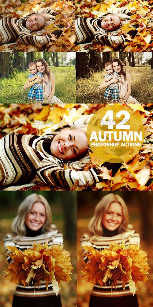 42 Autumn Photoshop Actions,PS动作－42个秋季色调
