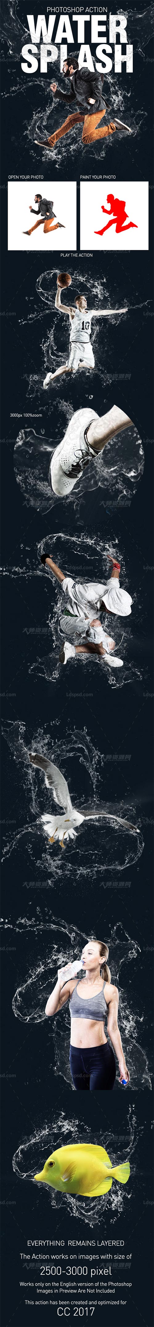 极品PS动作－水花飞溅(含高清视频教程)：Water Splash Action