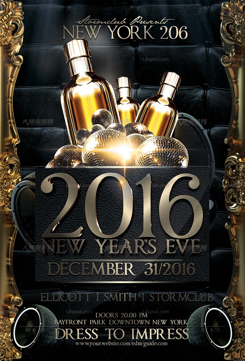 Happy New Year Flyer Template,新春庆典海报/传单模板