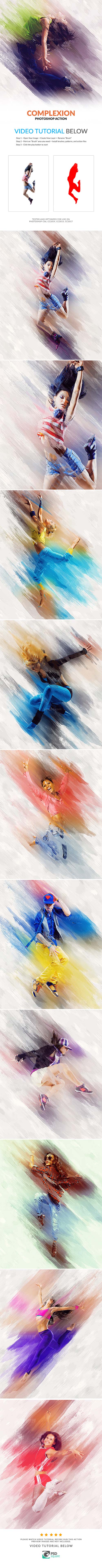 Complexion Photoshop Action,极品PS动作－墨线艺术(含高清视频教程)