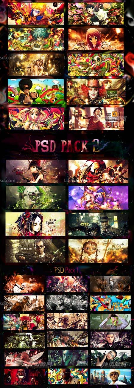 37 PSDs Pack with Awesome Effects,37个卡通风格的网页广告PSD模板