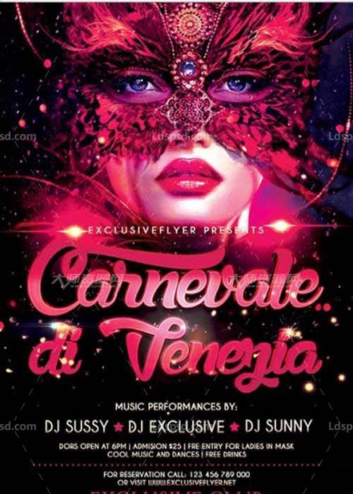 Carnival V1 Premium Flyer Template + Facebook Cover,情人节狂欢会海报/传单模板